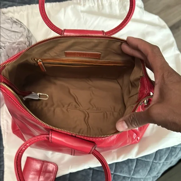 HOBO Red Leather Hobo Bag Vibrant and Sophisticated - Picture 6 of 10